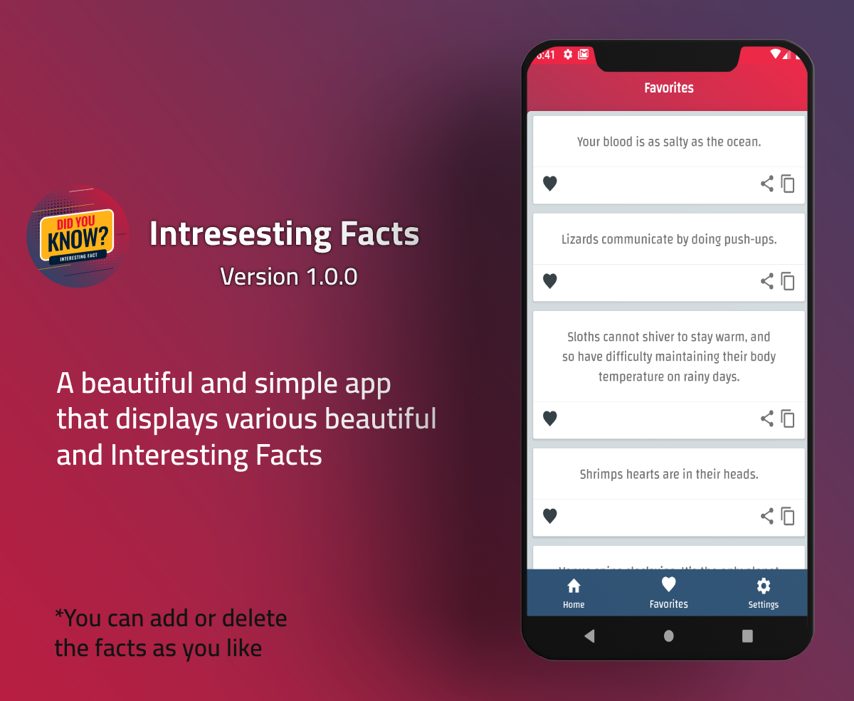 Interesting Facts App Offline with Admob - 1