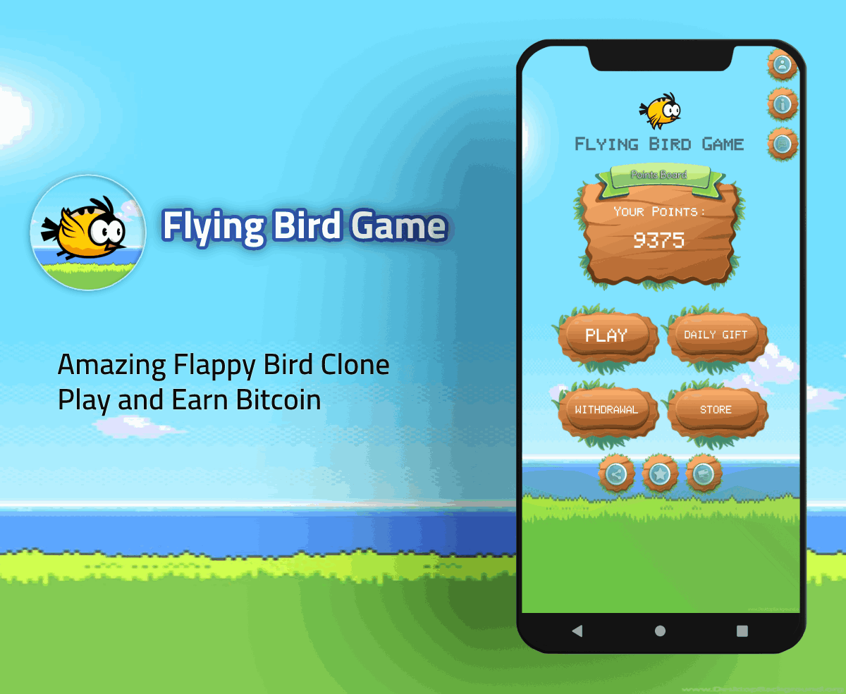 Flying Bird Game - Play to Earn Bitcoin with Admin Panel and Admob - 5